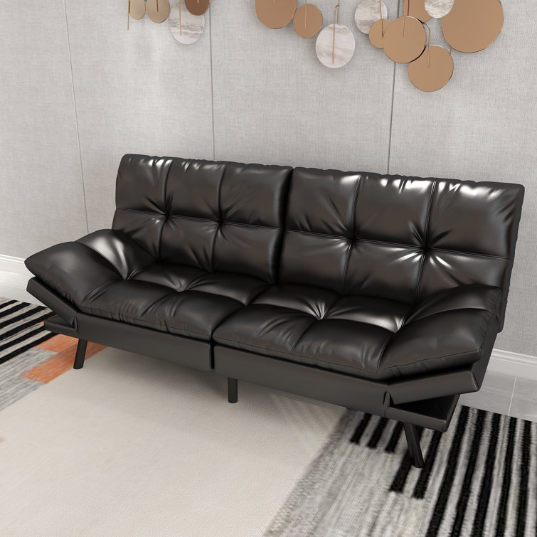 Latitude Run® 71'' Wide Faux Leather Convertible Sofa with Adjustable